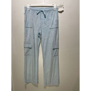 Self Stime cargo joggers velvet cargo pockets flare leg comfy light blue women L